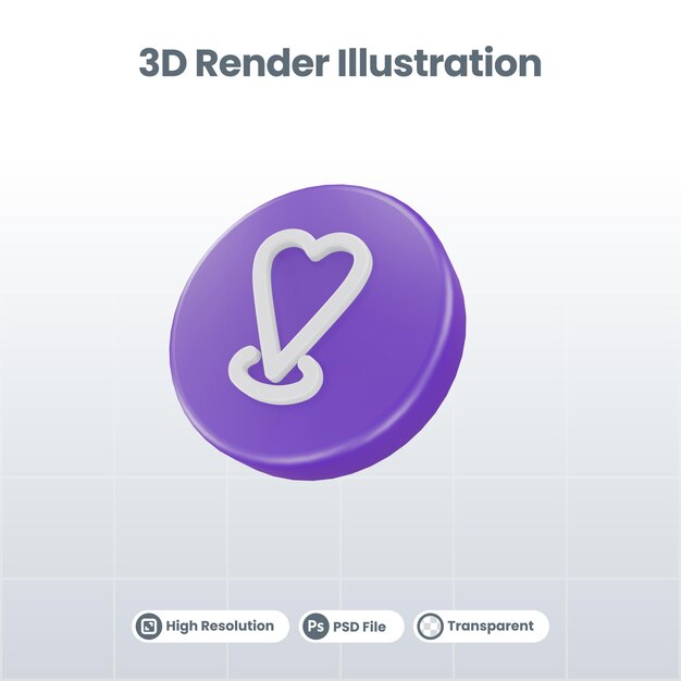3D Render Valentine con icono de maletín para UI UX Web Mobile App Social Media Promotion