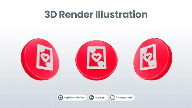 3D Render Valentine con icono de mapa pin para UI UX Web Mobile App Social Media Promotion