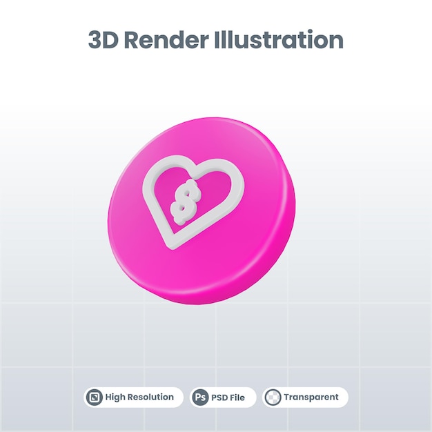 3d render valentine con icono de marcador para ui ux web mobile app social media promotion