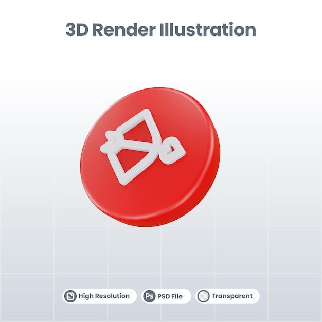 3d render valentine con icono de matraz para ui ux web mobile app social media promotion