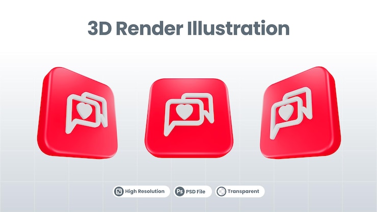 PSD 3d render valentine con icono de verificación para ui ux web mobile app social media promotion