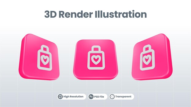 3D Render Valentine con icono de vestido para UI UX Web Mobile App Social Media Promotion