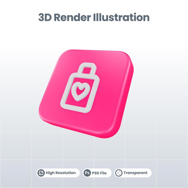 3D Render Valentine con icono de vestido para UI UX Web Mobile App Social Media Promotion