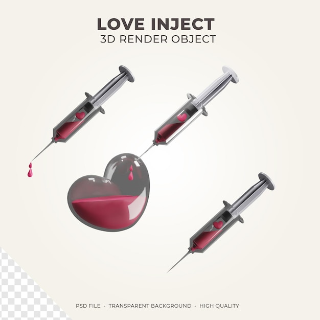 3D Render Valentine Love Inject