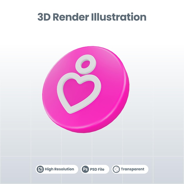 3D Render Valentine mit Albumsymbol für UI UX Web Mobile App Social Media Promotion