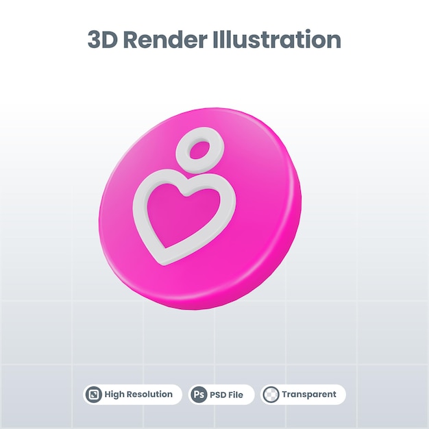 PSD 3d render valentine mit albumsymbol für ui ux web mobile app social media promotion