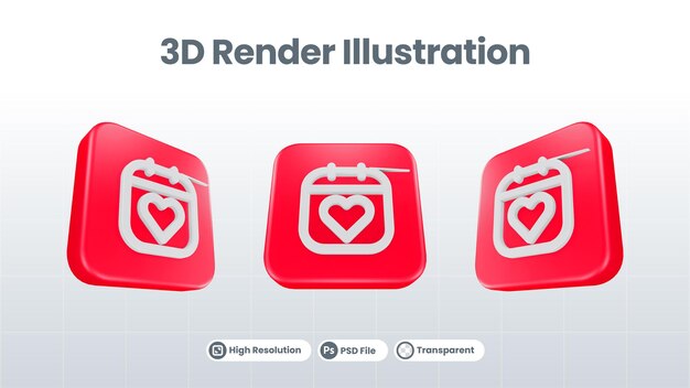 3D Render Valentine mit Amorpfeil-Symbol für UI UX Web Mobile App Social Media Promotion