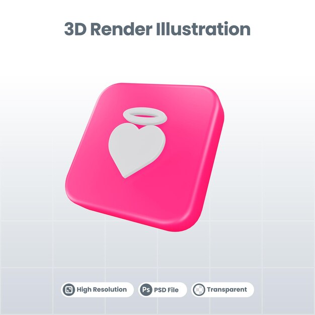 3D Render Valentine mit Aufhänger-Symbol für UI UX Web Mobile App Social Media Promotion