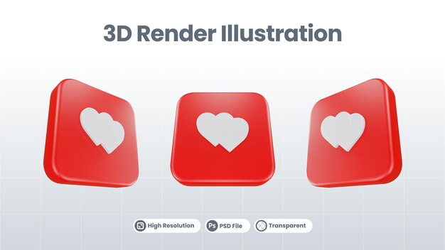 3D Render Valentine mit Bettsymbol für UI UX Web Mobile App Social Media Promotion