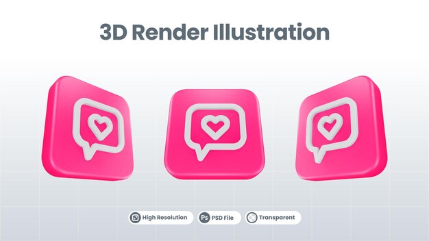 3D-Render-Valentine mit Genehmigungssymbol für UI UX Web Mobile App Social Media Promotion