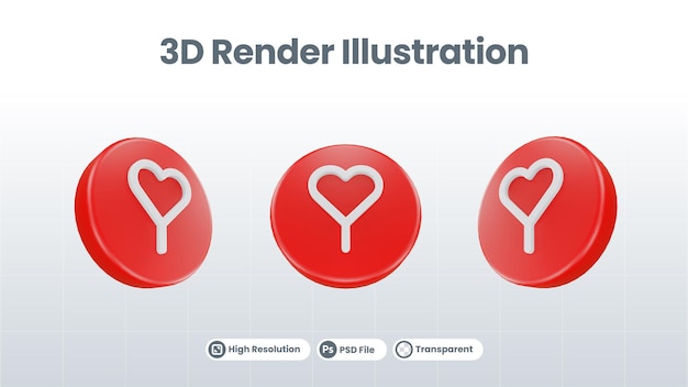 3D Render Valentine mit Glühbirnensymbol für UI UX Web Mobile App Social Media Promotion