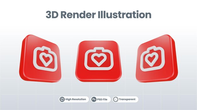 3D Render Valentine mit Herz-Symbol für UI UX Web Mobile App Social Media Promotion