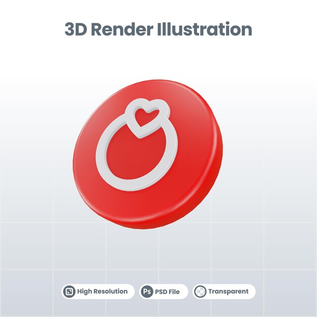 3D Render Valentine mit Mail-Symbol für UI UX Web Mobile App Social Media Promotion