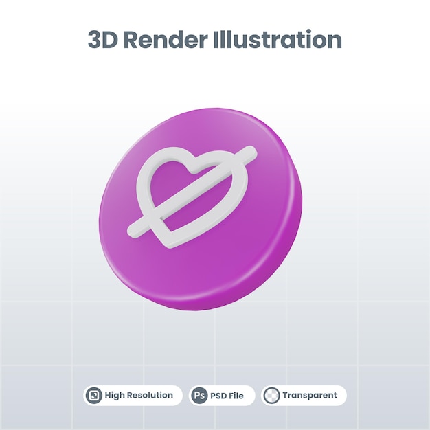 3D Render Valentine mit Ribbon-Symbol für UI UX Web Mobile App Social Media Promotion