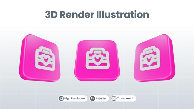 3D Render Valentine mit Ringsymbol für UI UX Web Mobile App Social Media Promotion