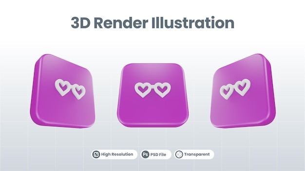 3D Render Valentine mit Tag-Symbol für UI UX Web Mobile App Social Media Promotion