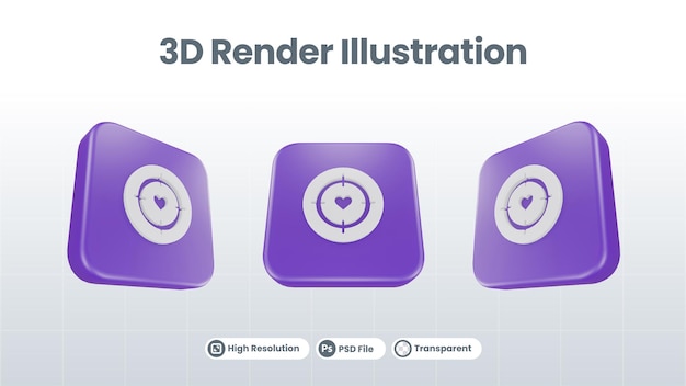 3D Render Valentine mit Wolkensymbol für UI UX Web Mobile App Social Media Promotion