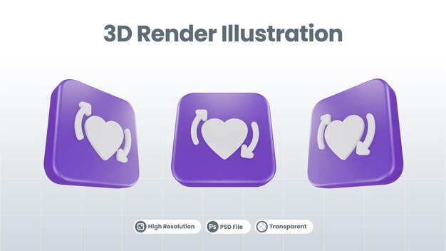 3D Render Valentine With Love Icon für UI UX Web Mobile App Social Media Promotion