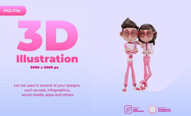 3d render valentinstag illustration