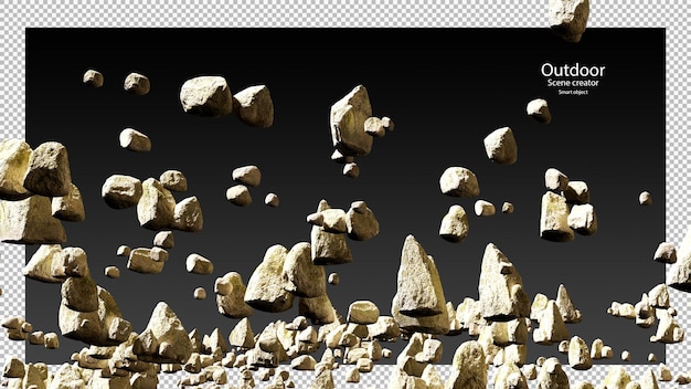 3d render varios de trazado de recorte de piedra