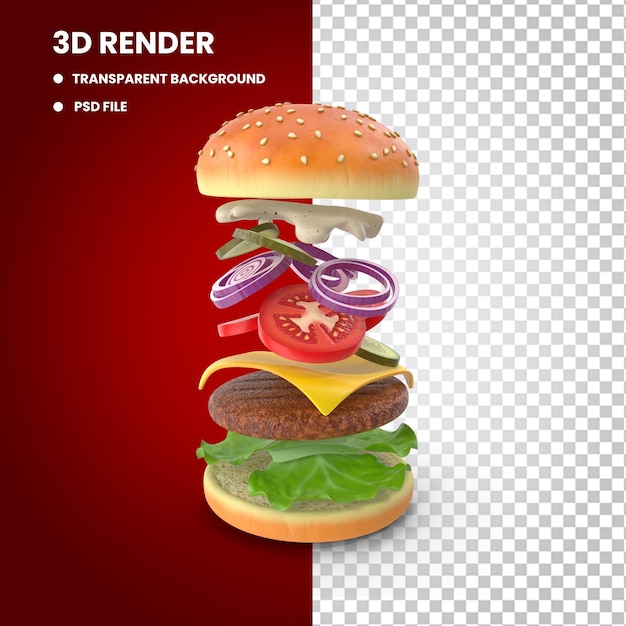 PSD 3d render veggie burger cloche cuisinier avec dinde rôtie tomahawk steak cheese burger