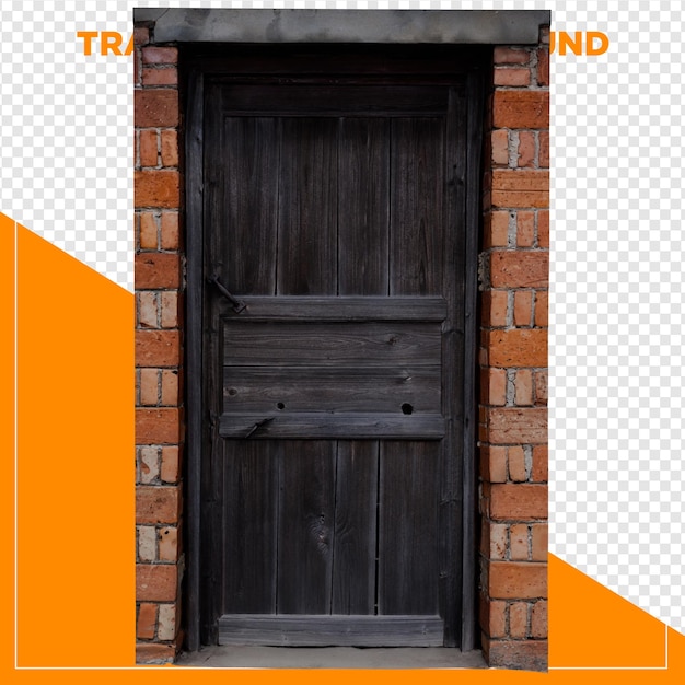 3d render velha porta de madeira com fundo transparente