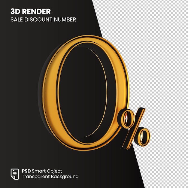 3d render venta descuento número 0 porcentaje oro negro