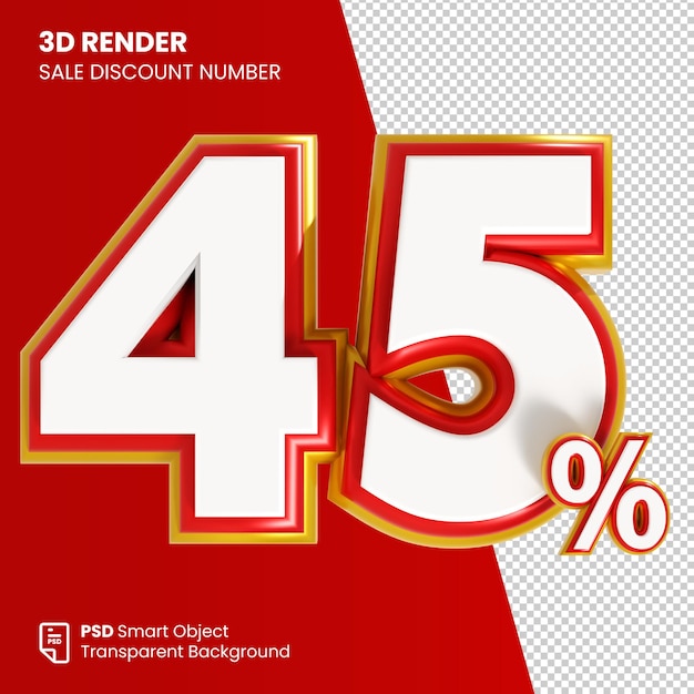 3d render venta descuento número 45 por ciento