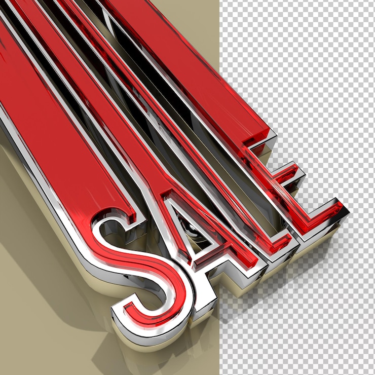 PSD 3d render venta texto transparente archivo psd.