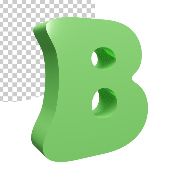 3d render verde alfabeto lettera B