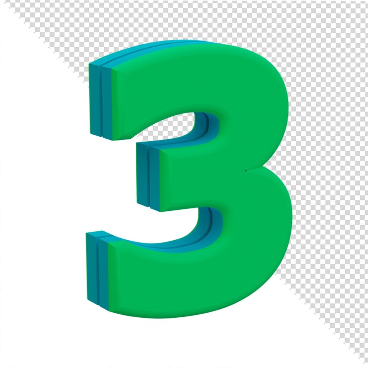 3D render verde alfabeto número 3