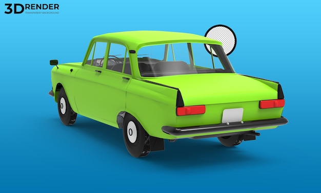 PSD 3d render verde eco taxi coche fondo transparente