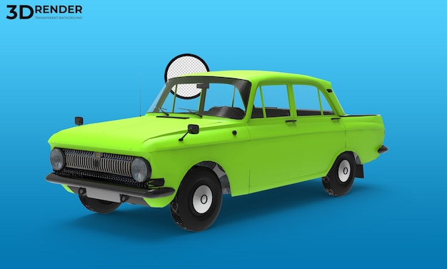 3d render verde eco taxi coche fondo transparente