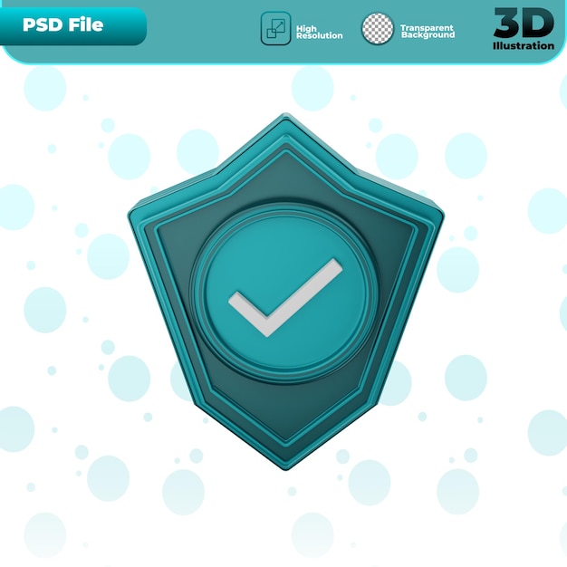 3D Render Verified Security icon Illustration