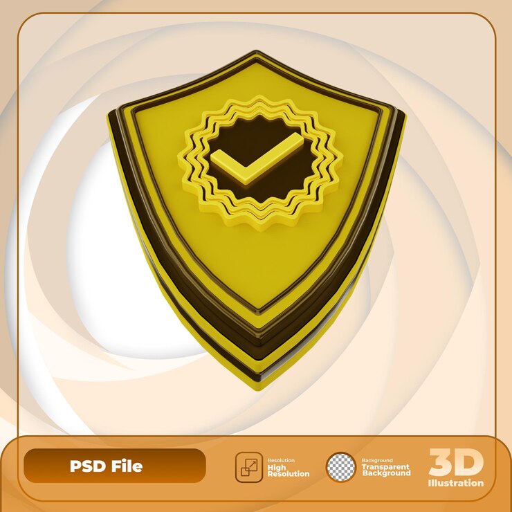 PSD 3d render verified security icon illustration