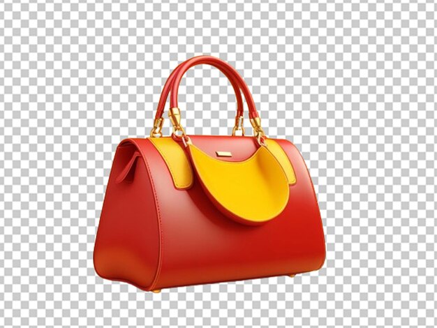 3d render vermelho e amarelo bolsa de mão de mulher