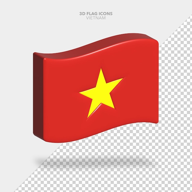 3d render Vietnam bandera icono ilustración roja estrella amarilla país geografía aislada sin fondo