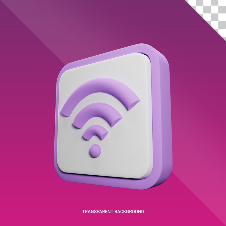 PSD 3d render violeta blanco wifi icono