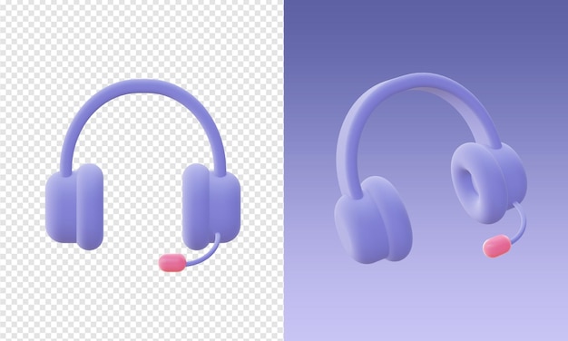 3D-Render-Vorlage für einfache Kopfhörer-Audiosymbole für UI-UX-Web-Apps für soziale Medien
