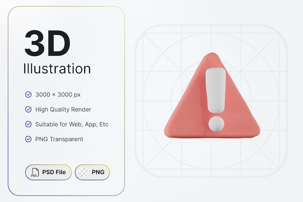 3d render warning clay essential object concept modern icon illustrations design