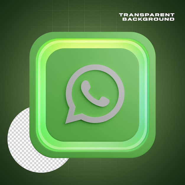 3d-render-whatsapp-symbol mit inneren neonlichtern