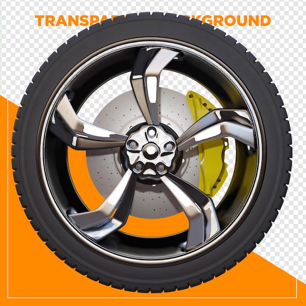 3d render wheel with four tires with transparent background