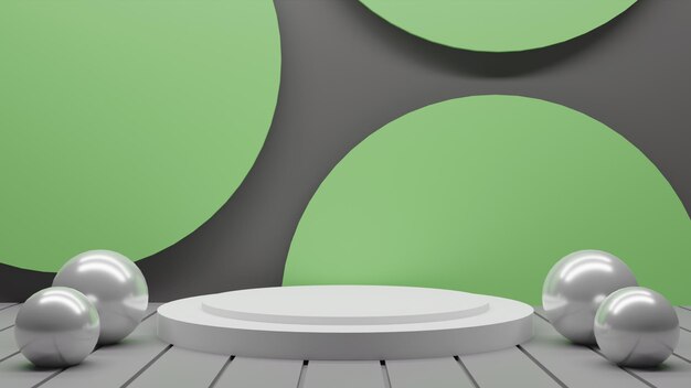 3D render white podium on circle background