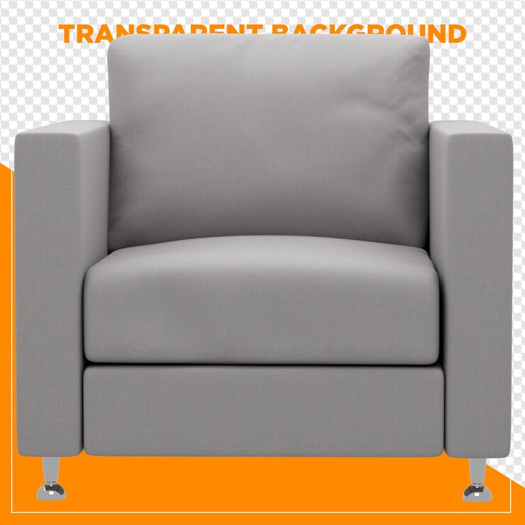 PSD 3d render white sofa armchair home chair decor with transparent background