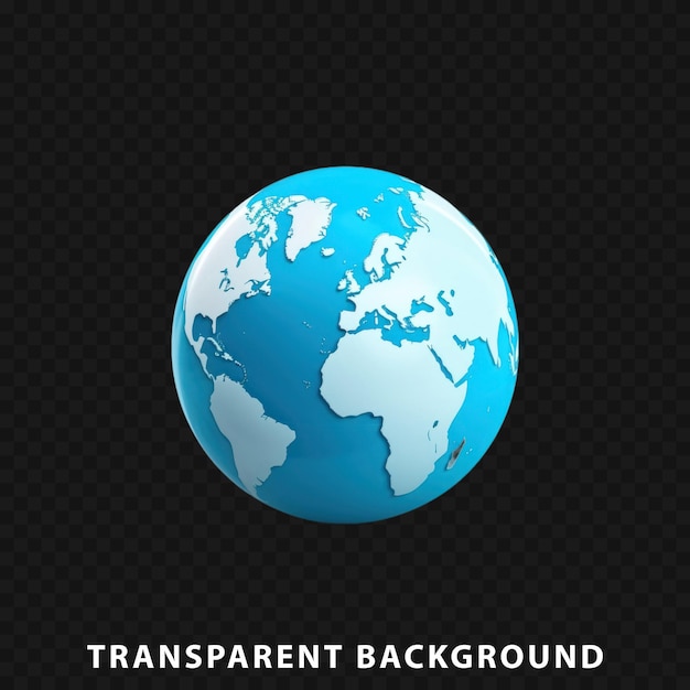 PSD 3d render world globe aislado en un fondo transparente