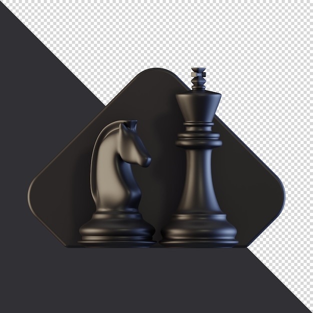 PSD 3d render xadrez tabuleiro de xadrez rei cavaleiro