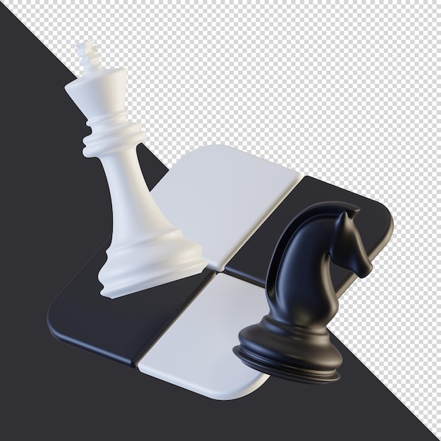 PSD 3d render xadrez tabuleiro de xadrez rei cavaleiro