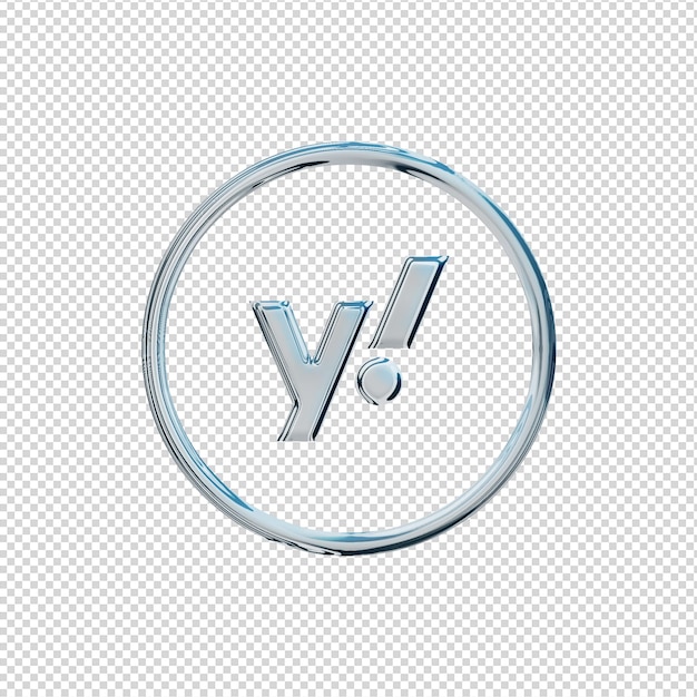 PSD 3d render yahoo icon chrome glossy