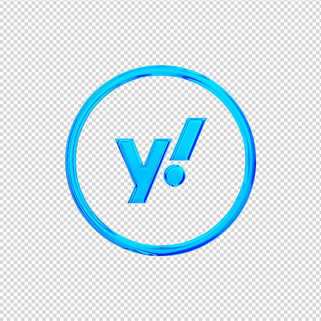 3D-Render-Yahoo-Symbol glänzend blau