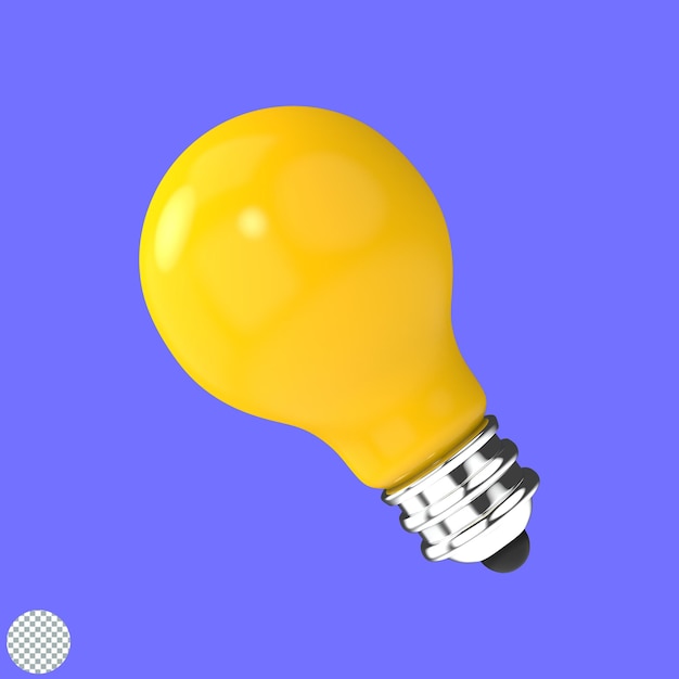 3d render yellow light bulb idea concept 3d illustration